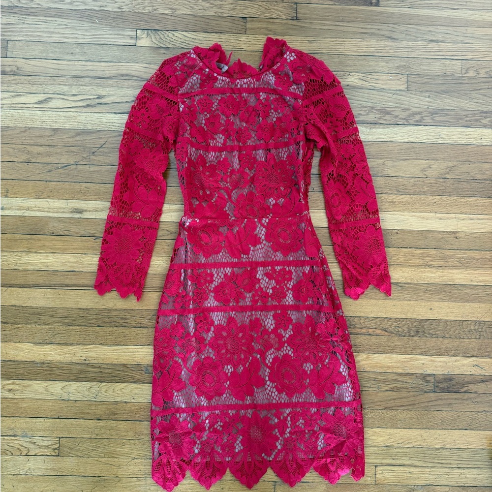 For Love And Lemons Vibrant Red Lace Dress
